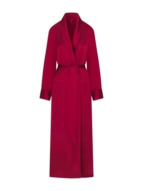 SKIMS Woven Shine Sleep Long Robe – Brick – Size Large – NWT